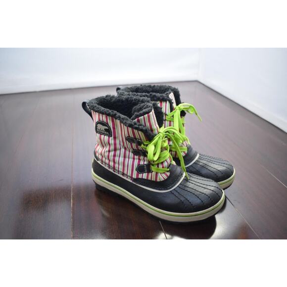 Womens Teens Sorel Striped Water Proof Boots Size 7 - Picture 1 of 8